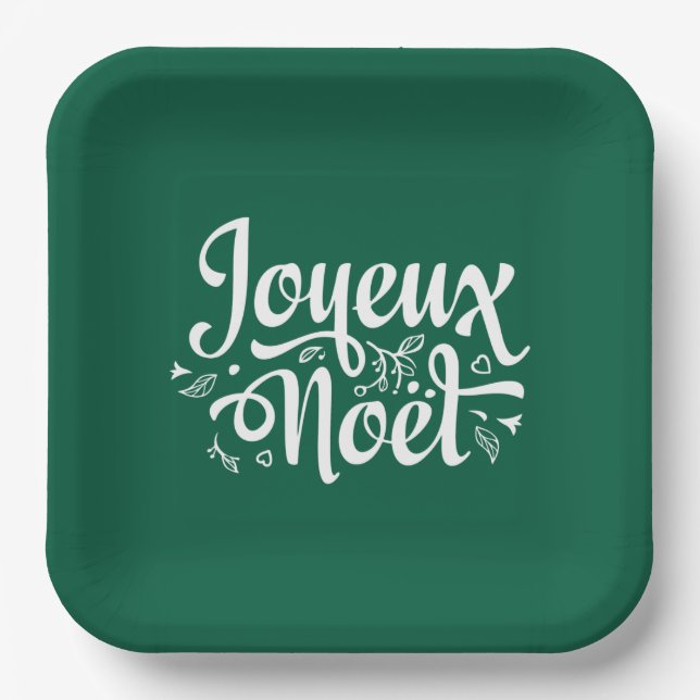 Plato De Papel Joyeux Noel Green (Anverso)