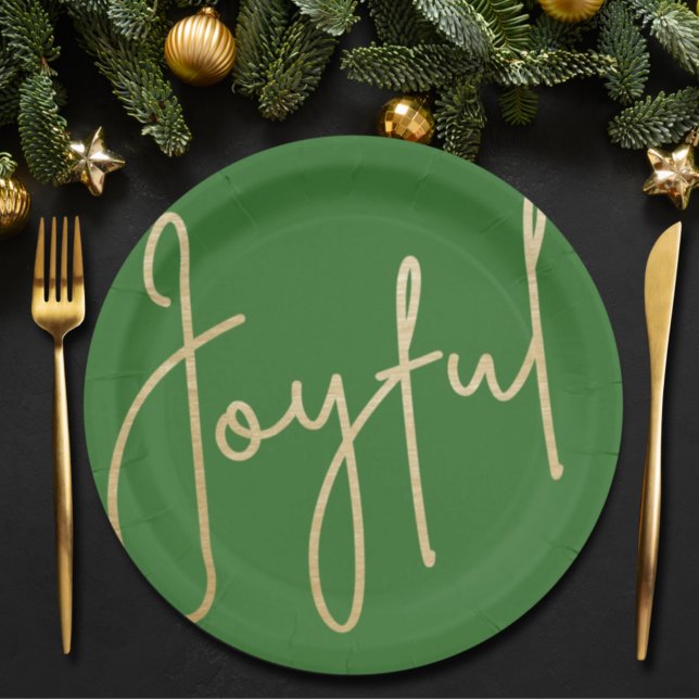 Plato De Papel JOYFUENTE Navidades verdes del Relieve metalizado  (Subido por el creador)
