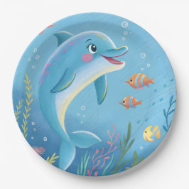 Plato De Papel Joyful Dolphin Moments