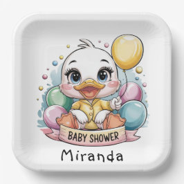 Plato De Papel Joyful Duckling Baby Shower