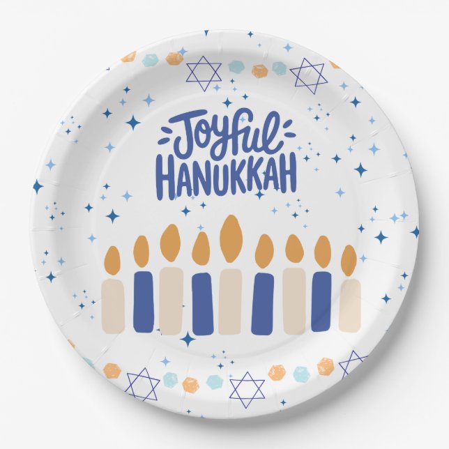Plato De Papel Joyful Hanukkah (Anverso)