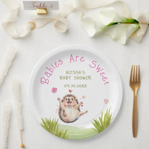 Plato De Papel Joyful Hedgehog Garden Fiesta Sweet Baby Shower