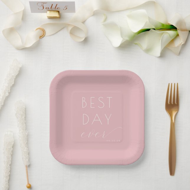 Plato De Papel Joyful Pink Minimalist Wedding Plates (Boda)
