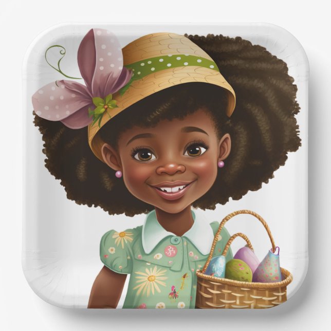 Plato De Papel Joyous Easter Celebration African American Plates (Anverso)