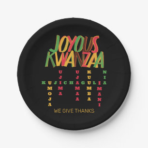 Plato De Papel Joyous KWANZAA Principios la cruz
