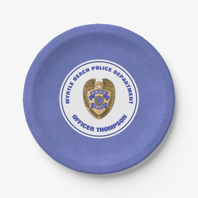 Plato De Papel Jubilación de insignia de Departamento de Policía  (Anverso)