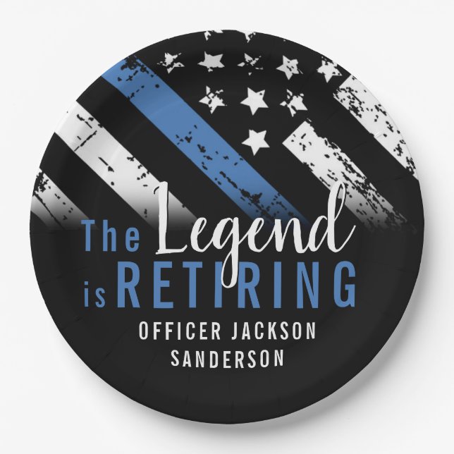 Plato De Papel Jubilación de la Ley de Bandera Azul de la Policía (Anverso)