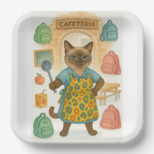 Plato De Papel Jubilación de la Señora del Almuerzo para Cafeterí