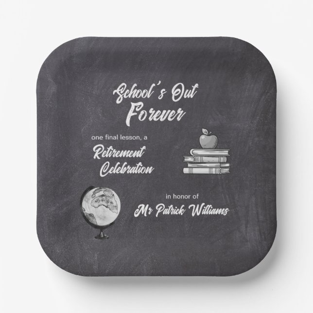 Plato De Papel Jubilación de profesor Chalk Blackboard Nostalgic (Anverso)