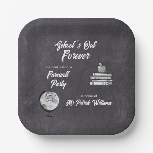 Plato De Papel Jubilación de profesor Chalk Blackboard Nostalgic (Anverso)