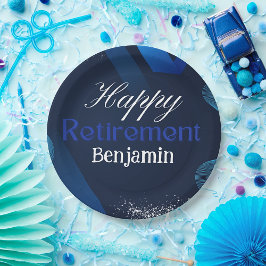 Plato De Papel Jubilación feliz azul y blanca moderna