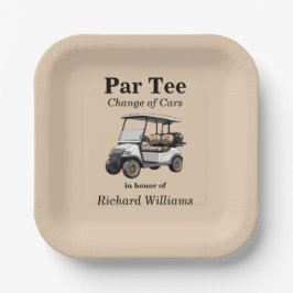 Plato De Papel Jubilación Gray Golf Cart Par Tee Tema