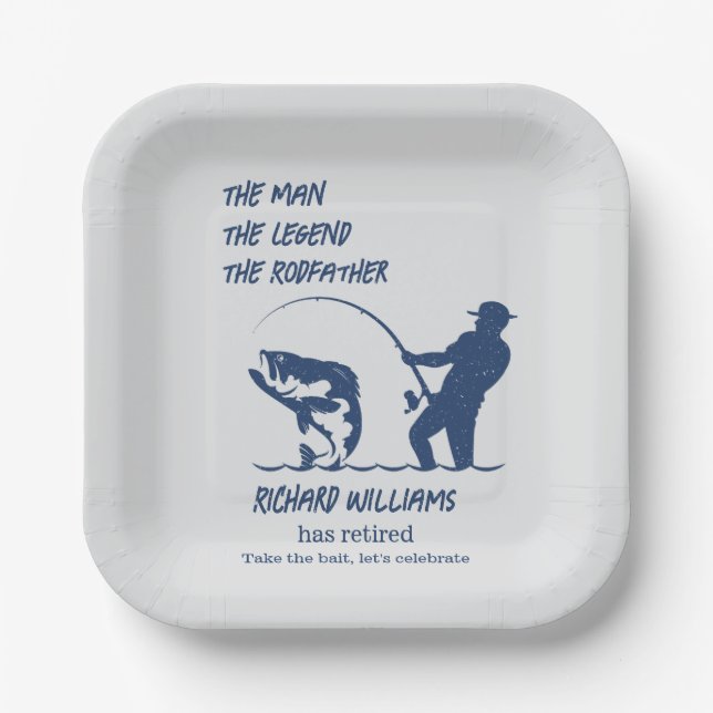 Plato De Papel Jubilación pescando peces gordos (Anverso)