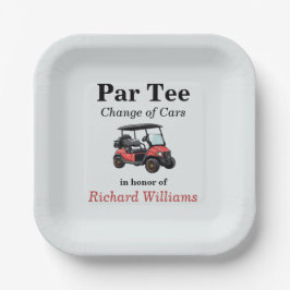 Plato De Papel Jubilación Red Golf Cart Par Tee Tema