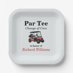 Plato De Papel Jubilación Red Golf Cart Par Tee Tema