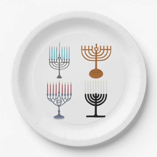 Plato De Papel Judaísmo Hanukkah Religión judía (Anverso)
