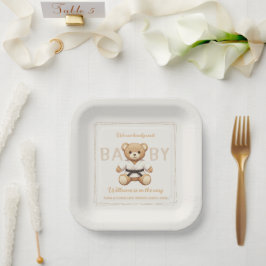 Plato De Papel Judo Black Belt Bear Baby Shower Collection