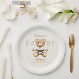 Plato De Papel Judo Black Belt Bear Baby Shower Collection