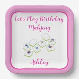 Plato De Papel Juega Mahjong de cumpleaños PERSONALIZAR