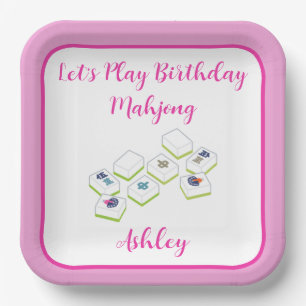 Plato De Papel Juega Mahjong de cumpleaños PERSONALIZAR