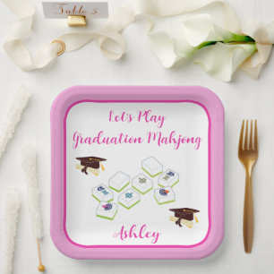 Plato De Papel Juega Mahjong de Graduación PERSONALIZAR