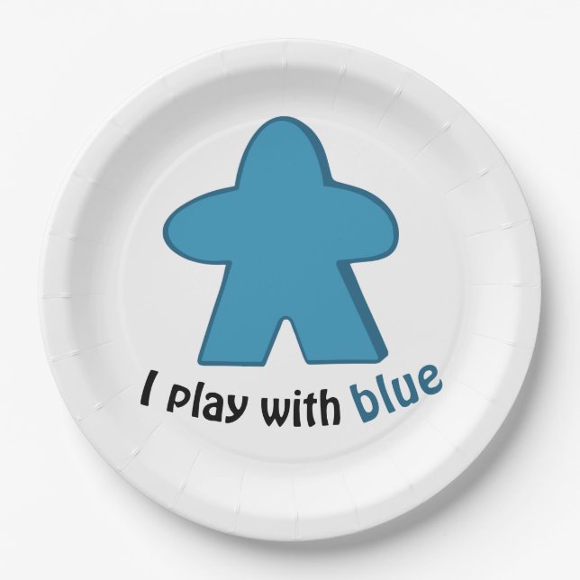 Plato De Papel Juego con Blue Meeples Fiesta de revelación de gén (Anverso)
