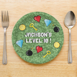Plato De Papel Juego de arcada de píxeles Nivel de los niños Cump
