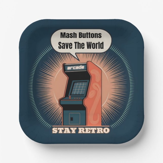 Plato De Papel Juego de arcade Retro 80 Humor nervioso (Anverso)