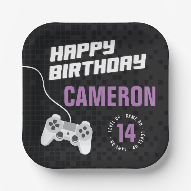 Plato De Papel Juego De chicas En La Fiesta Del Cumpleaños Neon P (Anverso)