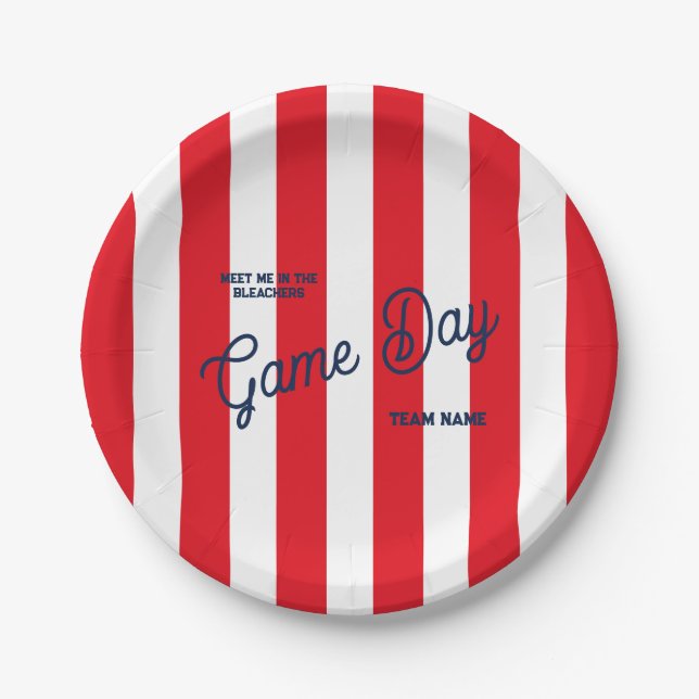 Plato De Papel Juego De Día Nombre Del Equipo Me Encuentro En Roj (Anverso)