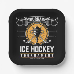 Plato De Papel Juego de equipo del jugador de trofeo de hockey so