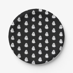 Plato De Papel Juego de Halloween Blanco Fantasmagórico Negro Fes