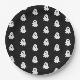 Plato De Papel Juego de Halloween Fantasma Blanco Festivo Negro 