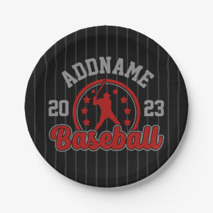 Plato De Papel Juego de jugador de equipo de béisbol con nombre p