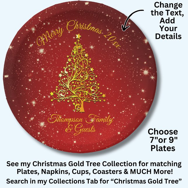 Plato De Papel Juego de nombres coincidentes Navidades Red Gold T (Subido por el creador)