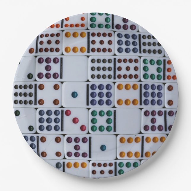 Plato De Papel Juego de números de Dominos (Anverso)