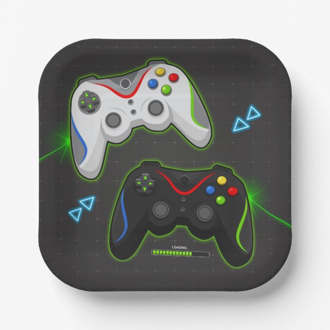 Plato De Papel Juego de video Nacimiento Gamer Boy (Anverso)