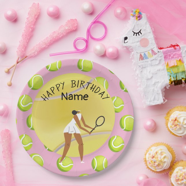 Plato De Papel Jueves de tenis en rosa (Fiesta)