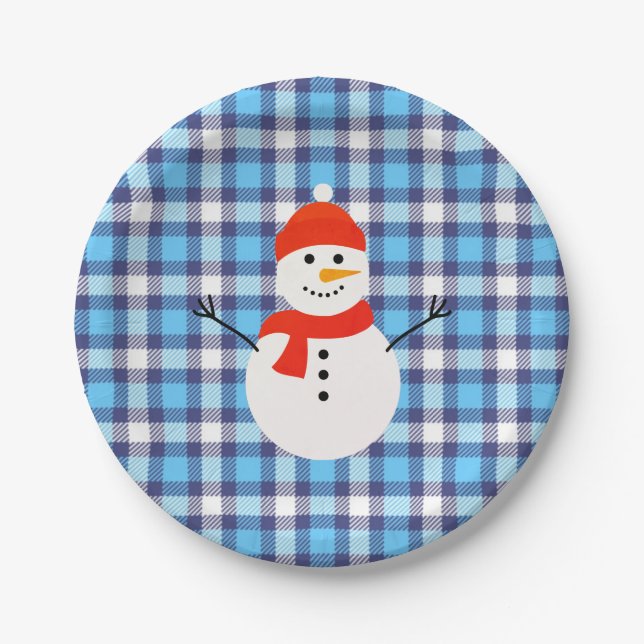 Plato De Papel Jugado con Snowman (Anverso)