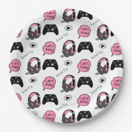 Plato De Papel Jugador Chica Pink y Black Birday
