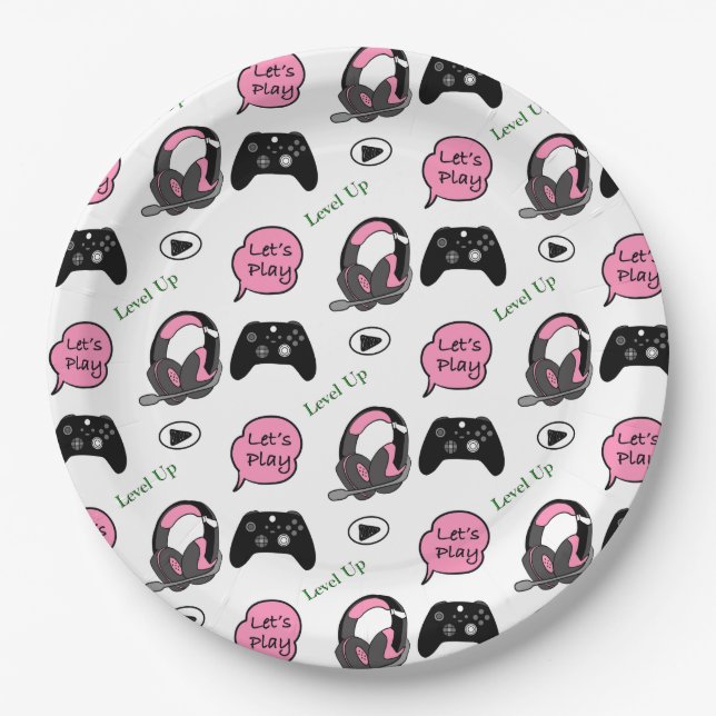 Plato De Papel Jugador Chica Pink y Black Birday (Anverso)