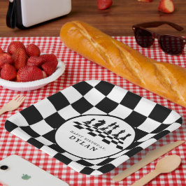 Plato De Papel Jugador de ajedrez y juegos nocturnos Feliz cumple