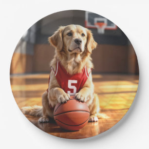 Plato De Papel Jugador de baloncesto Golden Retriever