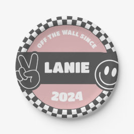 Plato De Papel Jugador de chicas de Skateboard Groovy Hippie Cump