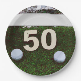 Plato De Papel Jugador de cumpleaños número 50 con bola de golf e