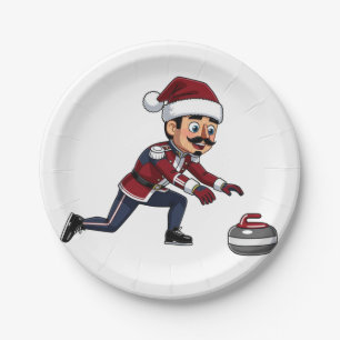 Plato De Papel Jugador de Curling Cascanueces Festejo Deportes de