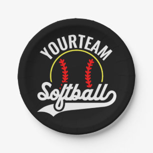 Plato De Papel Jugador de equipo de Softball AÑADIR NOMBRE Liga P