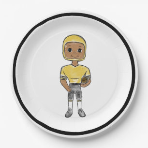 Plato De Papel jugador de fútbol retro vintage negro amarillo sim