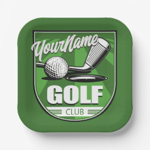 Plato De Papel Jugador de Golf Club NAME Pro Golfer Personalizado