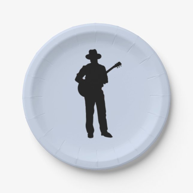 Plato De Papel Jugador de guitarra con Gorra (Anverso)